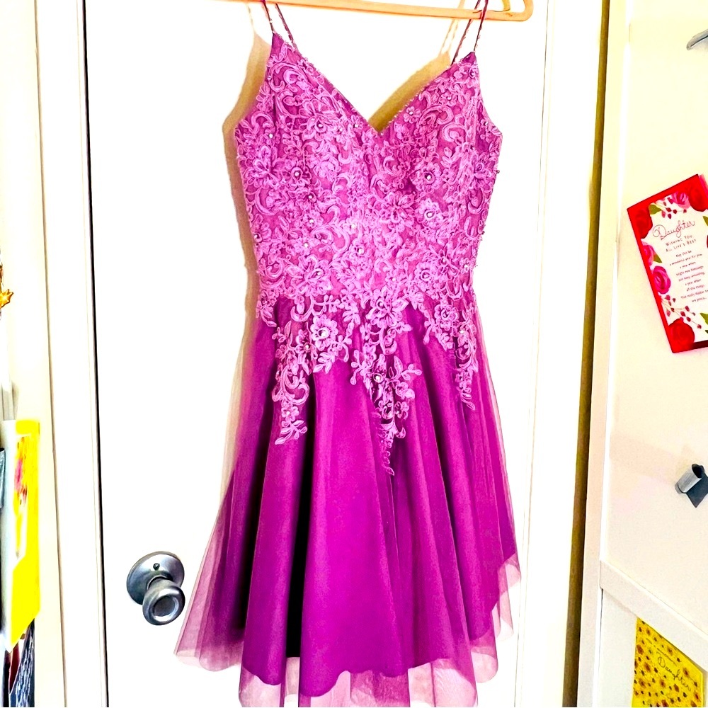 Elegant Purple Lace Sparkle Dress